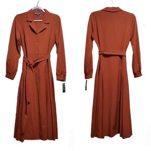 Sharagono Arabian Spice Long Sleeve Midi Dress Pleated Size 6